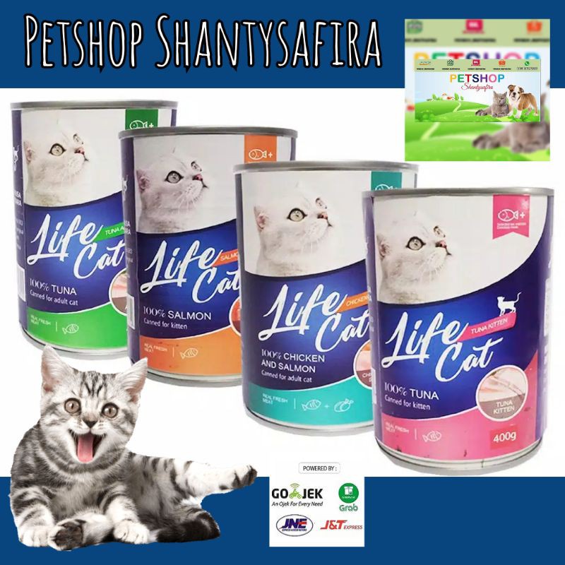 MAKANAN KUCING BASAH TER-BEST SELLER LIFECAT LIFE CAT KALENG 400 GR WET FOOD KITTEN / ADULT