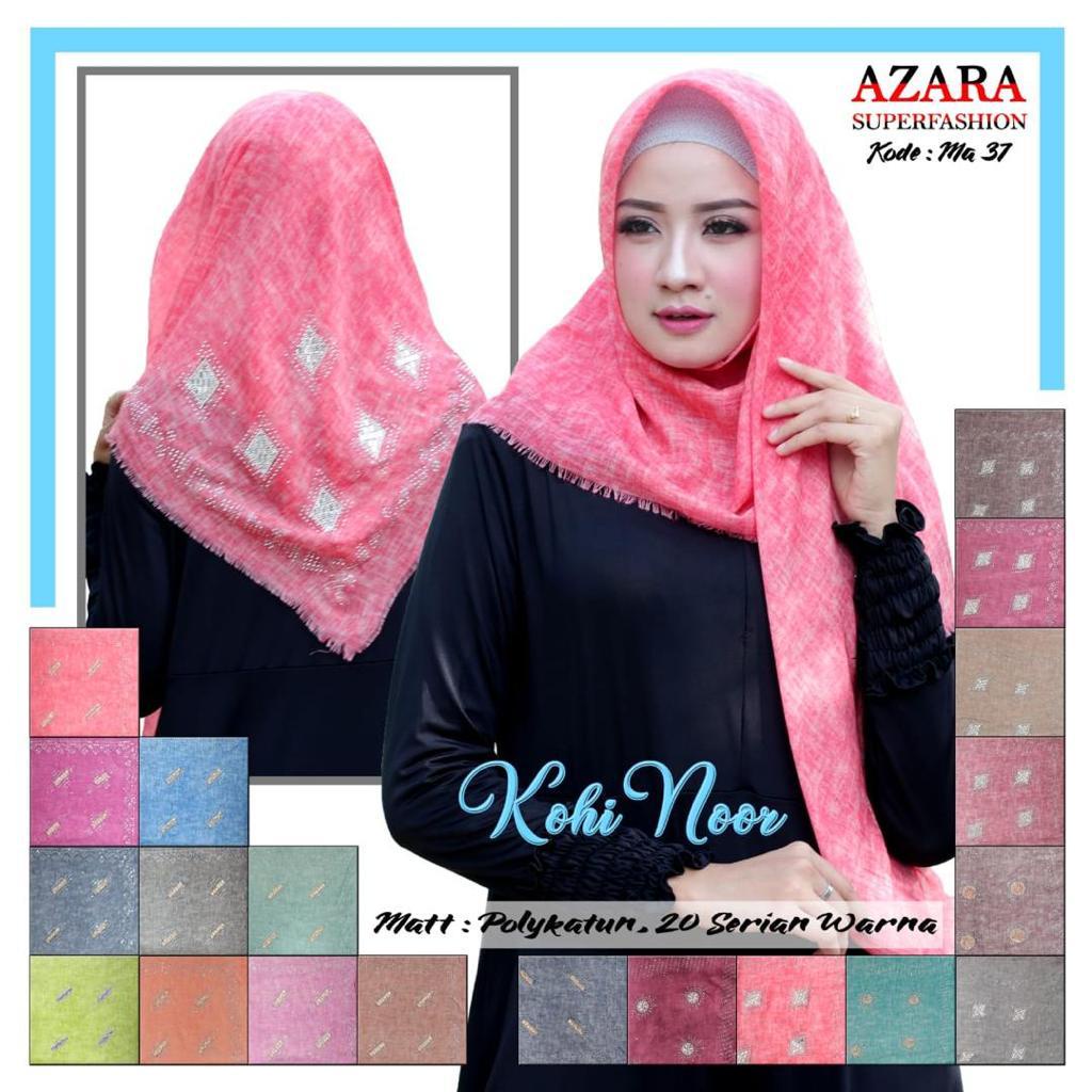 HIJAB SEGI EMPAT KOHI NOOR SEGIEMPAT POLOS KOMBINASI MUTIARA AZARA SUPERFASHION TEPI RAWIS POLLYCOTT