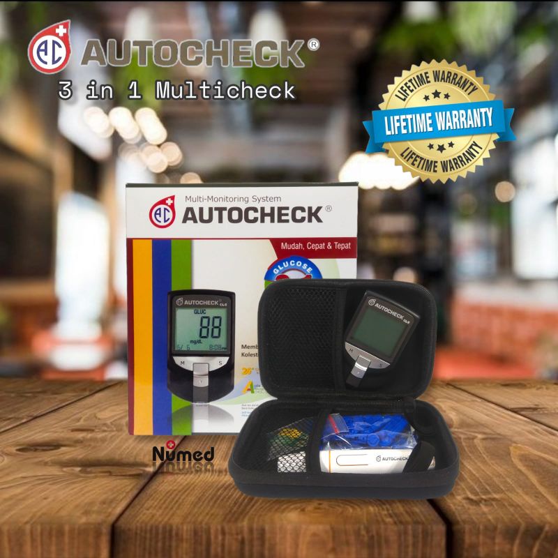 Cek Gula Darah Original GCU Autocheck 3in1 Multhicek / Gula Darah , Asam Urat , Kolestrol