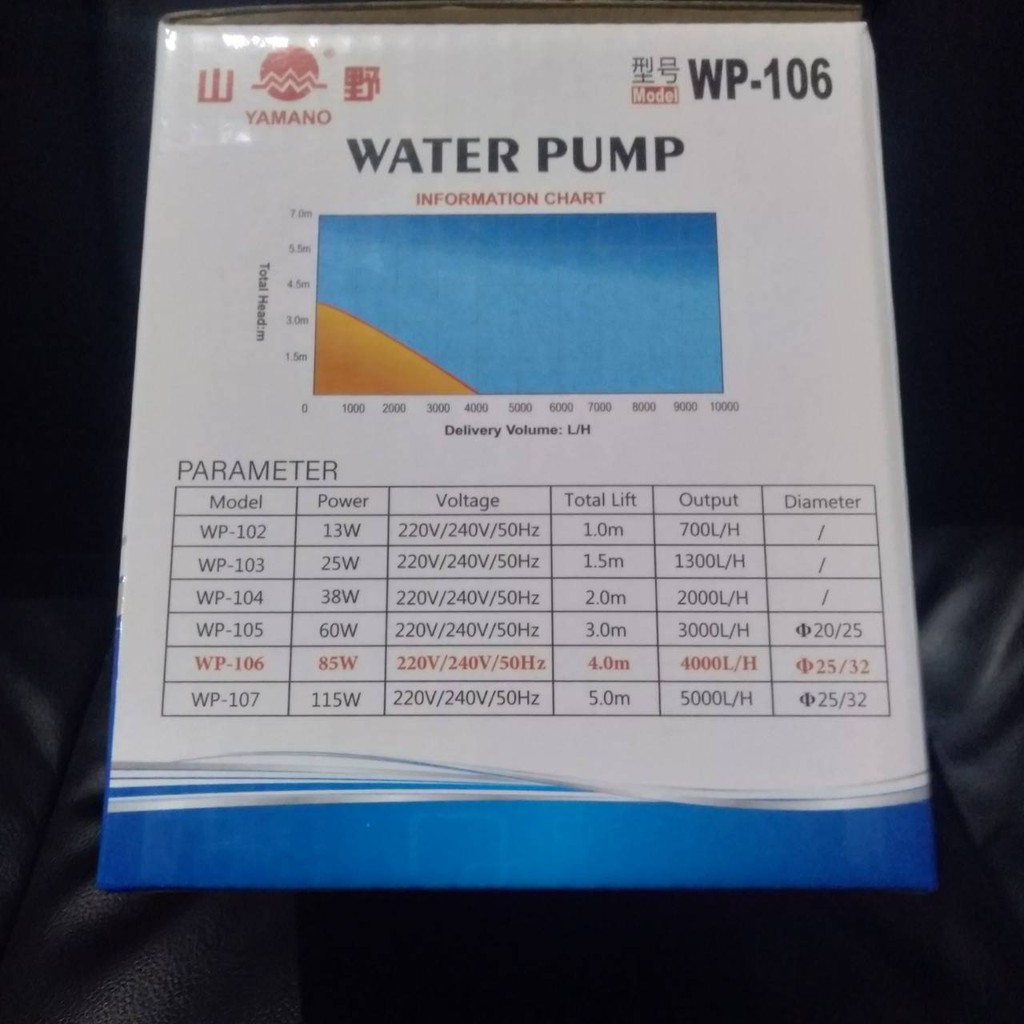 YAMANO WP 106 / YAMANO WP106 WATERPUMP POMPA AQUARIUM