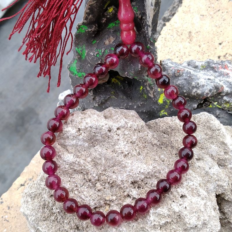 (BARU) TASBIH BATU MERAH SIAM ISI 33 BUTIR ASLI CHAM