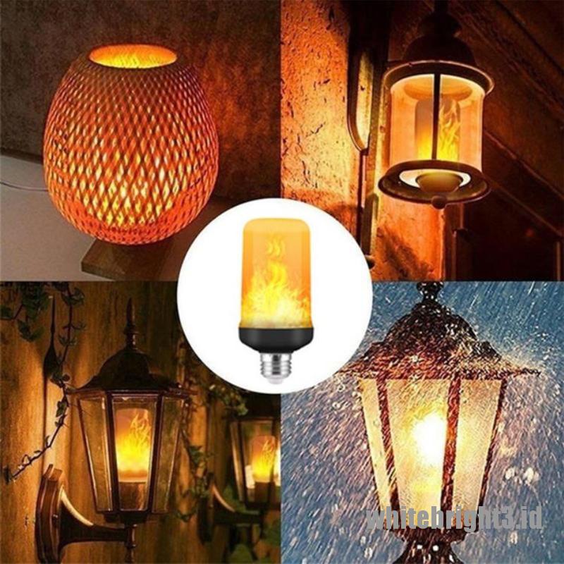 ❤White3 Warna Putih❤ 1pc Lampu Bohlam LED E27 Efek Simulasi Api