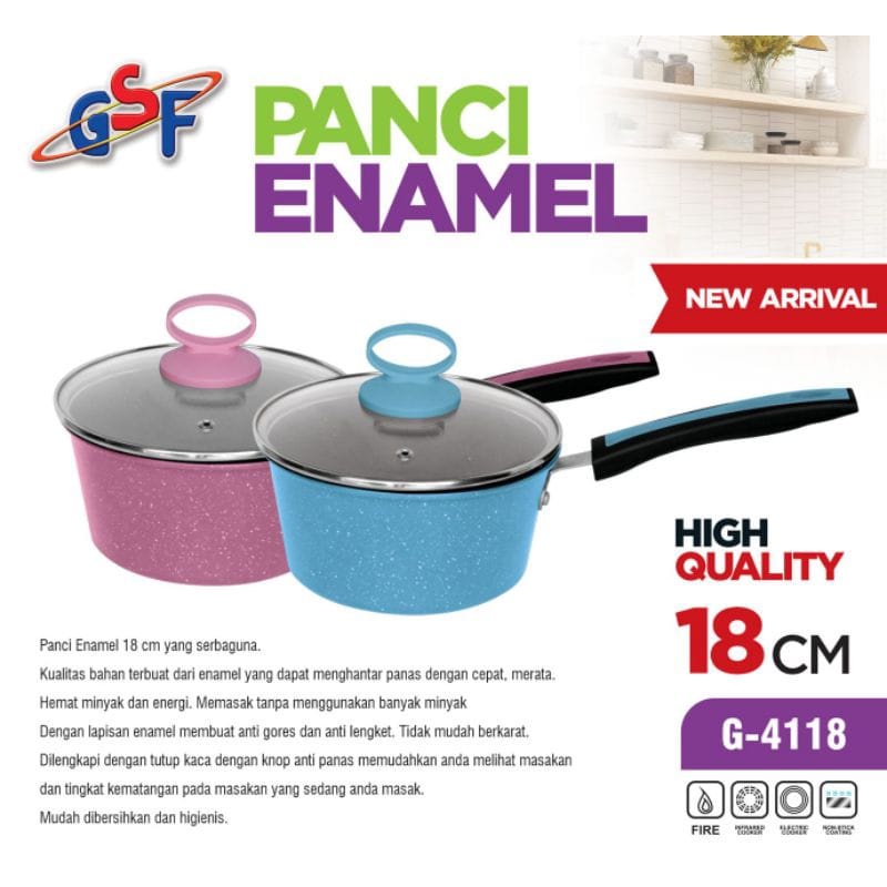 Panci Enamel GSF 4118 Ukuran 18 Cm / Panci Susu Enamel