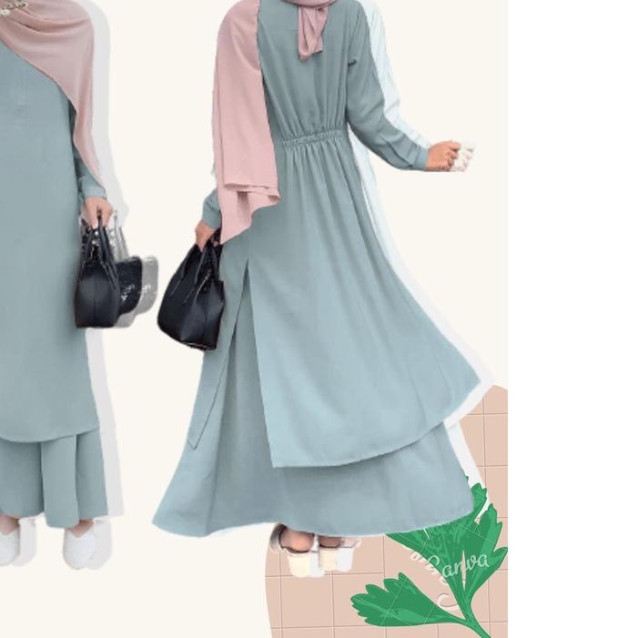 ✴ Zalina One Set Setelan Rok + Tunik Wanita Muslim Remaja Busui Jumbo LD 90 - 120 Bahan Paulista Pre