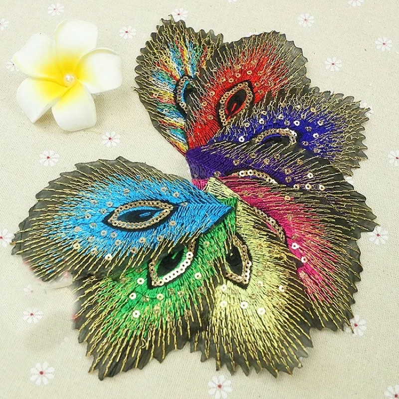 Embroidery Peacock Feather Eyes Patches Iron on