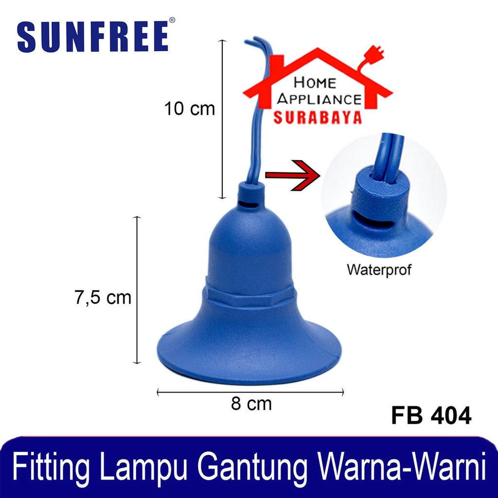 Fitting Lampu Gantung Karet Waterproof - Anti Air E27 SUNFREE FB-404 / FB404