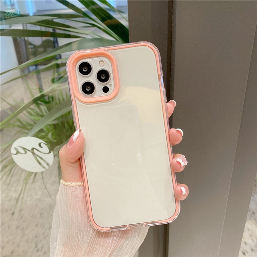 Candy Color 3 In 1 Frame  Phone Case for Phone 12 11 Pro Max X Xs Max XR 8+ 7 Plus Heavy Duty Protection Bumper  Soft TPU transparent case