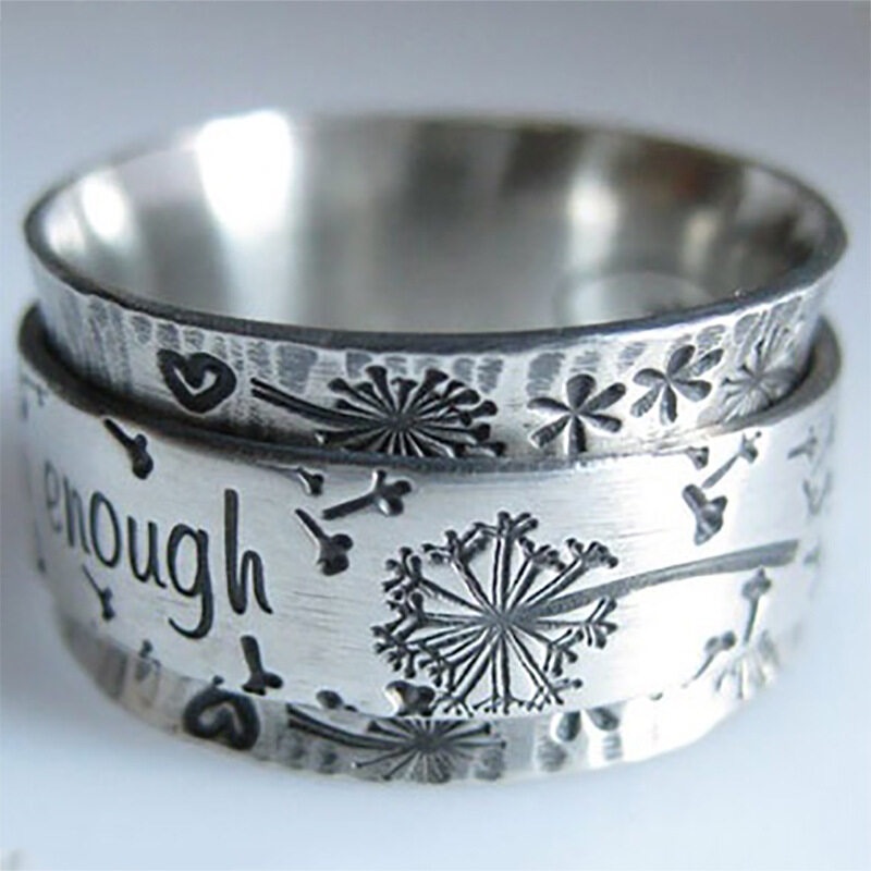 Cincin Double Layer Motif Dandelion Gaya Vintage Untuk Wanita