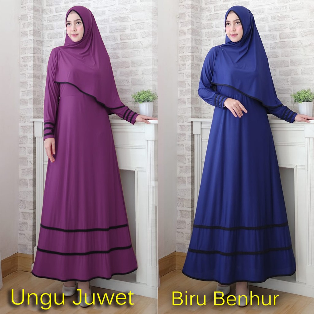 Syfarose gamis syari 1 set 20 warna ( dapat jilbab ) baju muslim / busana Size L & XL-0