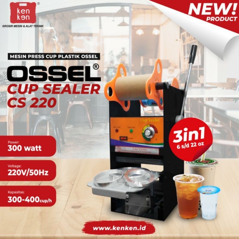 press minuman cup sealer ossel mesin press tutup es gelas plastik 6oz - 22oz