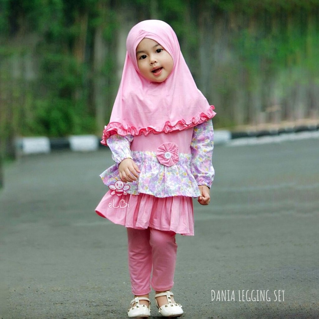 Setelan Baju Muslim Anak Perempuan - Baju Muslim Anak Perempuan - Gamis Kaos Anak Perempuan -  Dania