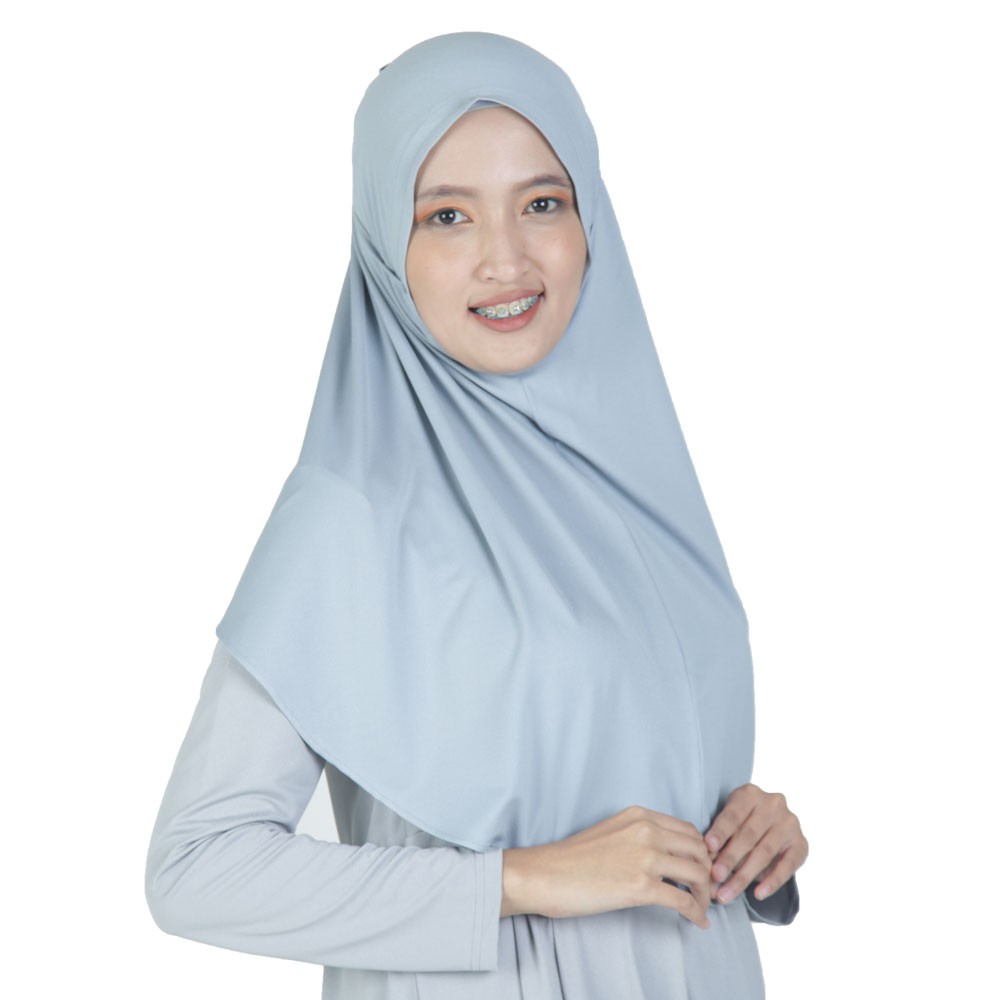 Jilbab instan Bergo Zaria Sabelya-Silver Grey