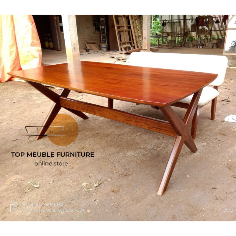 Meja makan minimalis - meja makan jati 160 x 80