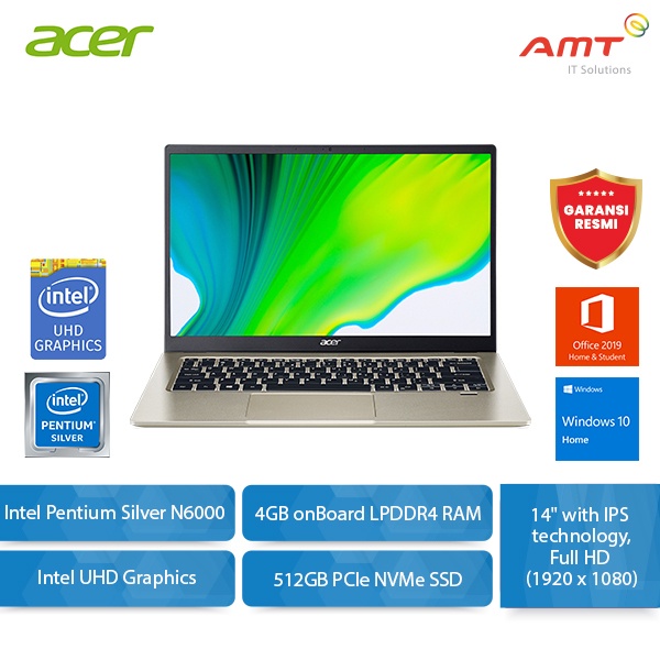 ACER SWIFT 1 SF114-34-P008 Laptop 14" N6000 4GB 512GB SSD W10 OHS