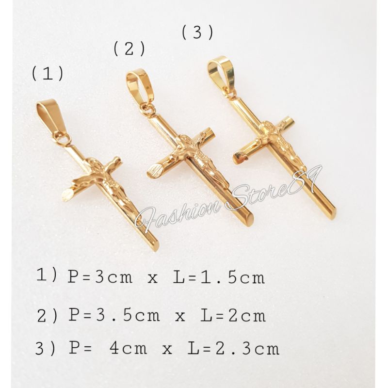 Kalung Salib Jesus Titanium Silver Gold Premium Antikarat Fashion Rohani Kalung Titanium Salib Antikarat