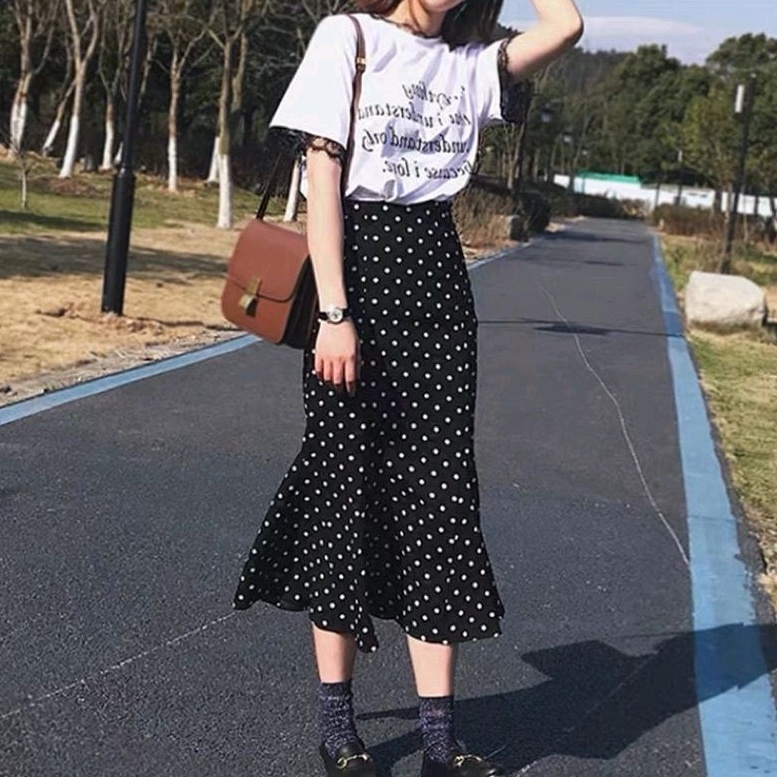 rok polkadot duyung / rok mermaid polka / rok korea style