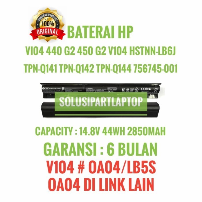 Baterai laptop HP V104 ORI