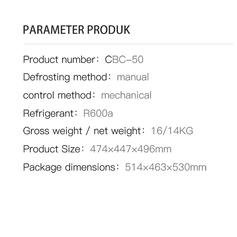 Changhong Kulkas Mini Bar (Refrigerator) Lemari Es Kapasitas 50 Liter  CBC 50 (Semi Auto Defrost) (Adjustable Door Bisa Di Buka dari Kiri/Kanan) (Kulkas Simple Minimalis) (Freezer Yang Terpisah) (Tidak Bising)