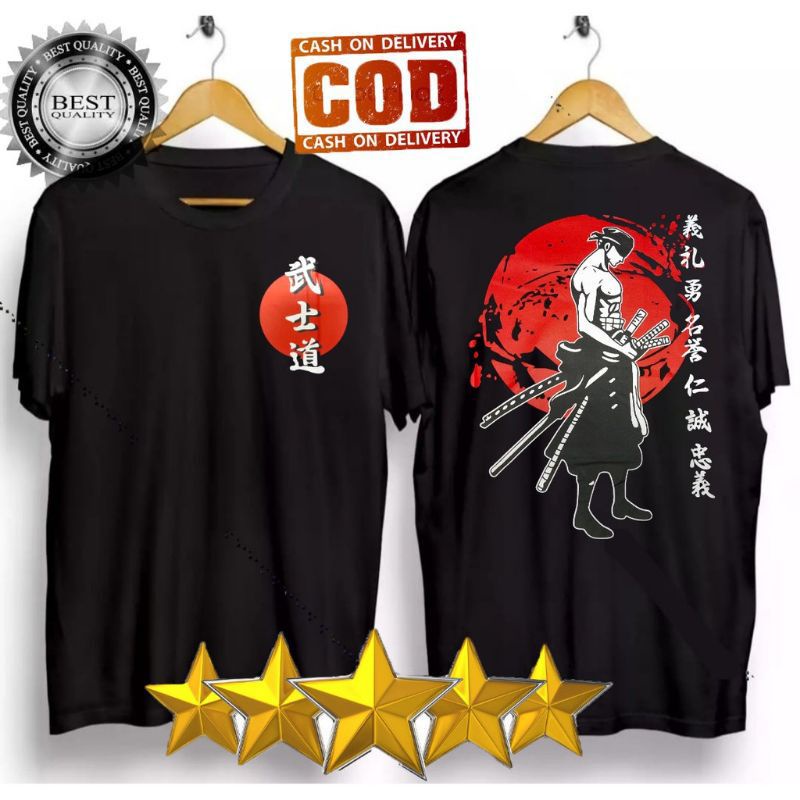 KAOS SAMURAI ZORO/KAOS JEPANG/KAOS SAMURAI/KAOS HITAM