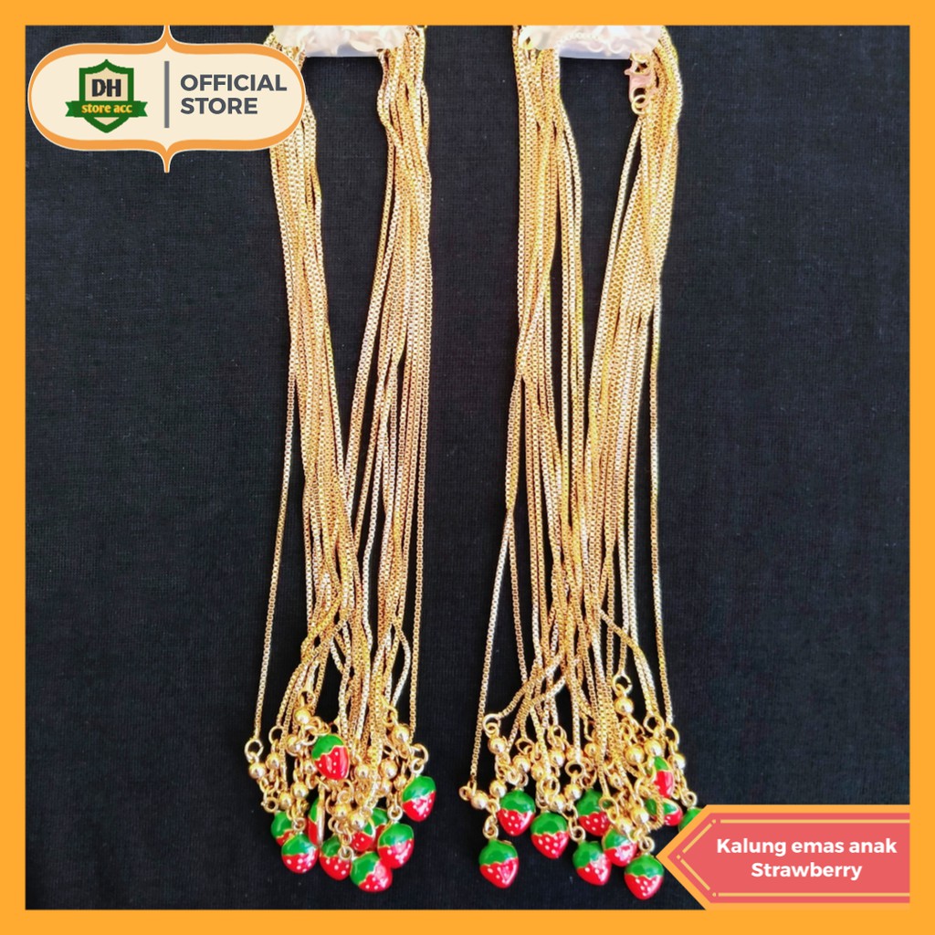 Kalung anak wanita lapis emas liontin buah strawberry