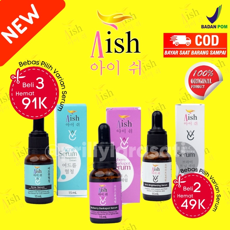 [PAKET LENGKAP] Aish Serum Brightening Acne Darkspot Memutihkan Jerawat Flek Original Korea Ais