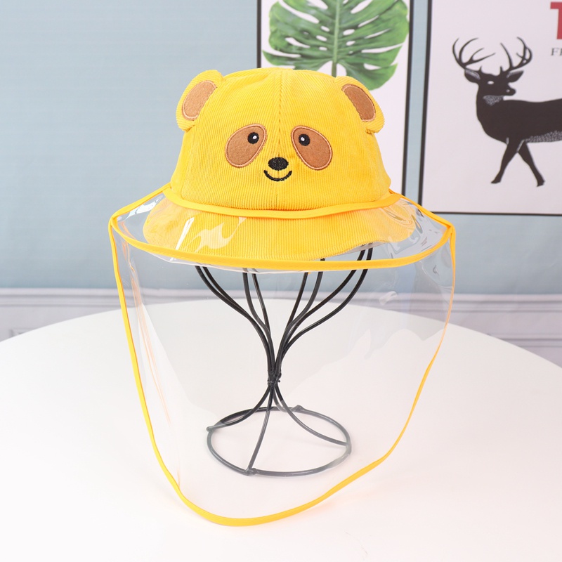 TOPI ANAK ANTI CORONA, FACE SHIELD ANAK, TOPI CORONA ANAK,  FACESHIELD TOPI ANAK, READY STOK!-PANDA KUNING (S/M)