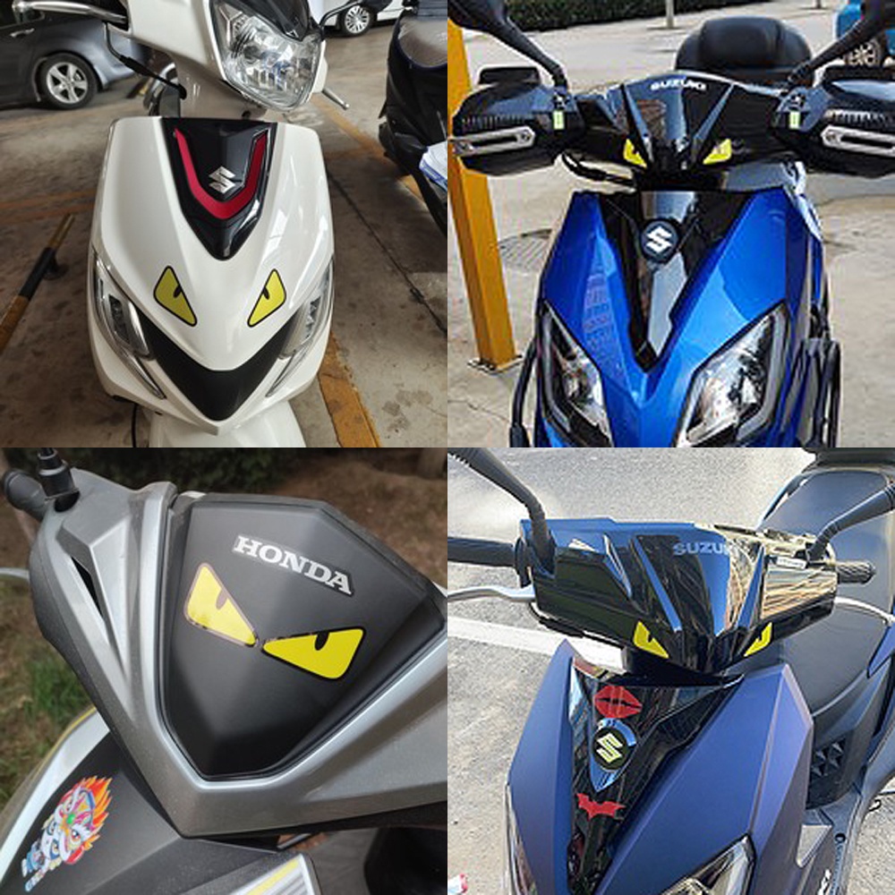 Winker Eye Anime Sticker Stiker Thailand Stiker Mata Monster Iblis Mata Monster Reflektif Sepeda Motor Sepeda Mobil Decals untuk Honda Beat Xrm 125