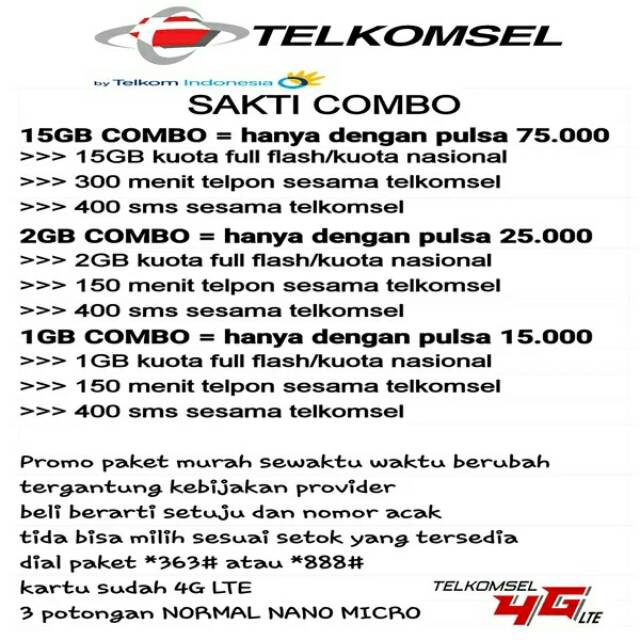 Simpati Combo Paket Murah Sakti 4g Lte Shopee Indonesia