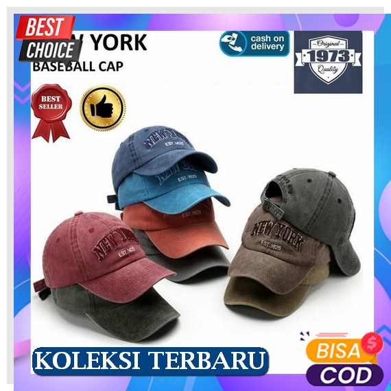 Ready Topi Grade Import Baseball Hat Damage Ripped Sobek Ny, Topi Bisbol Nba Cap Loreng Camo, Biru H