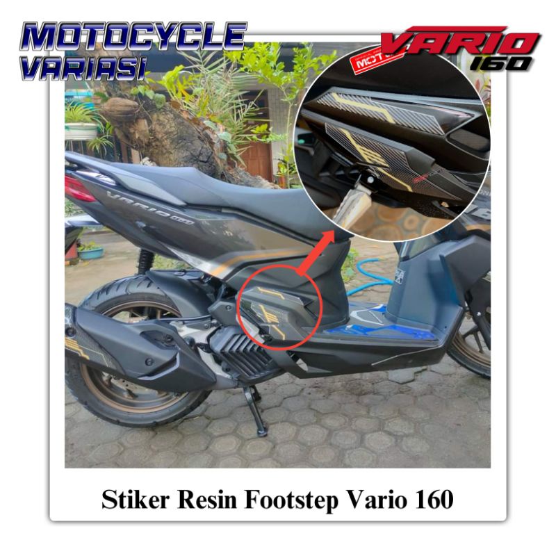 MOTOPAD27 Sticker stiker FOOTSTEP NEW HONDA VARIO 160 Resin Timbul Premium Presisi