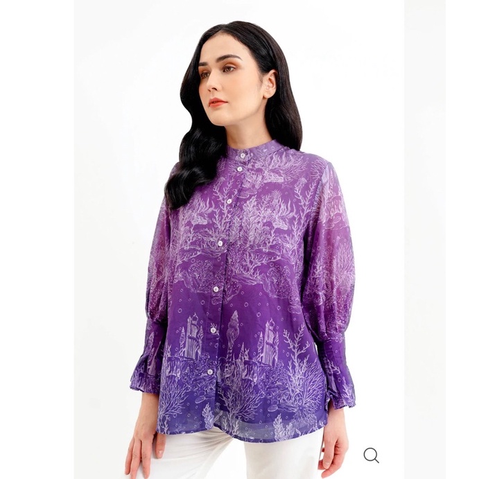 El Mar Minorca Shirt With Puff Sleeve by Benang jarum