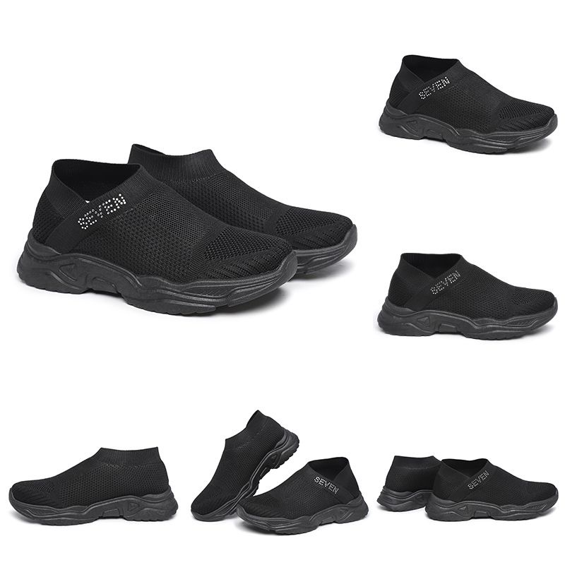 [GROSIR][COD] SEVEN_DAY SEPATU RAJUT WANITA SLIP ON OLAHRAGA TANPA TALI SPORT SHOES HITAM FZ-73