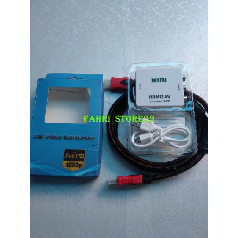 Converter HDMI 2 AV/RCA HDMI ke RCA + Kabel HDMI 1.5M Tebal