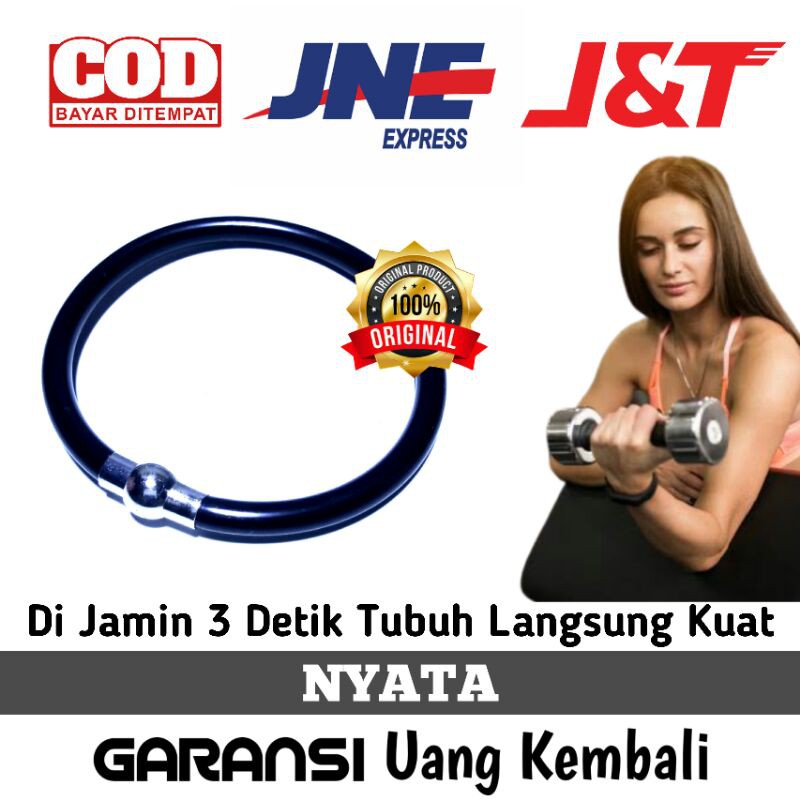 Gelang Power Balance Terapi Kesehatan Pria Wanita Couple Magnet Hitam Polos Cople Kapel Titanium Ori