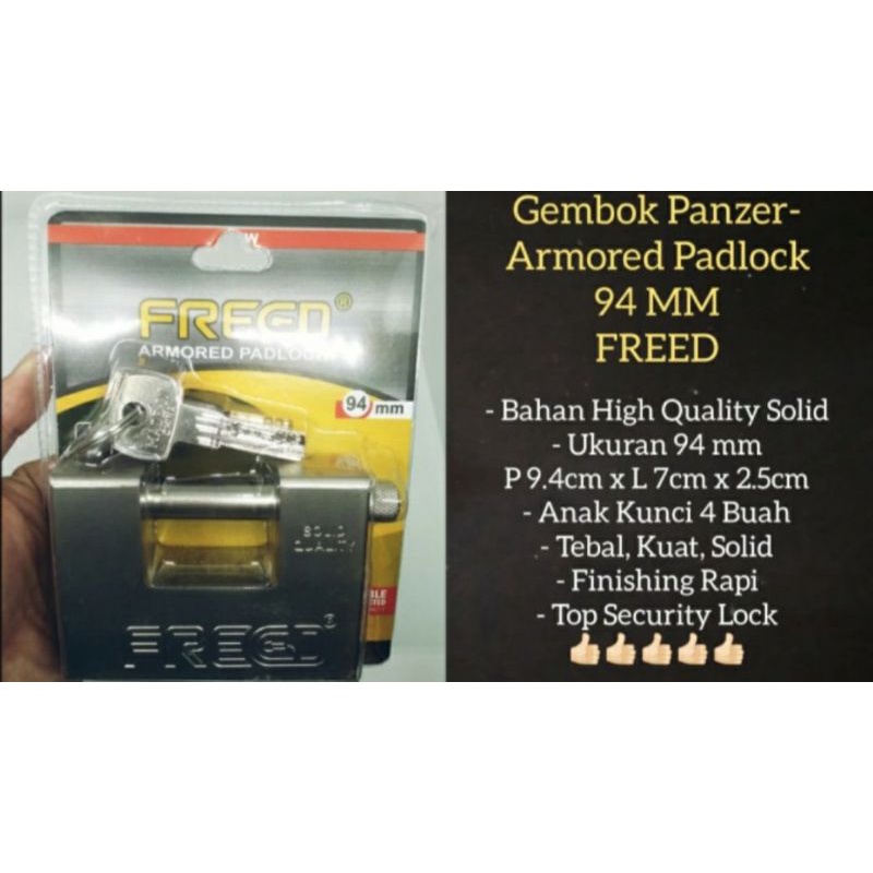 Gembok Pagar Freed 94 mm Armored Padlock