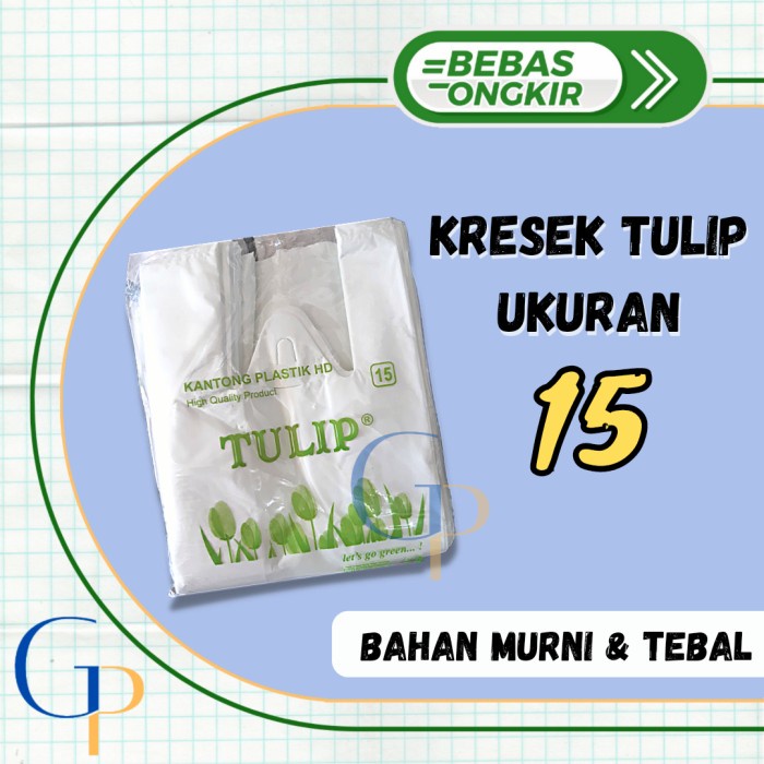 Kantong Kresek Tebal Putih UK 15 Merk Tulip Isi 500 Gram/ Kresek Tebal