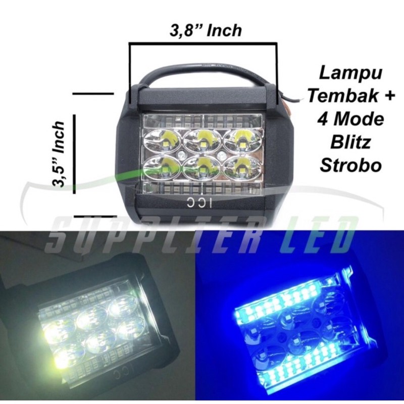 Lampu Tembak Sorot Motor Mobil 6 Mata 2 Susun + 16 Blitz