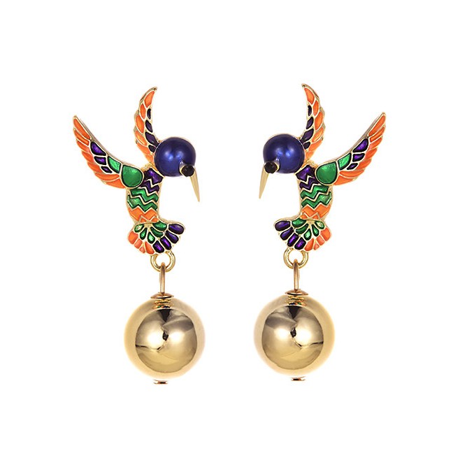 LRC Anting Tusuk Fashion Alloy Resin Bird Earrings F6525X