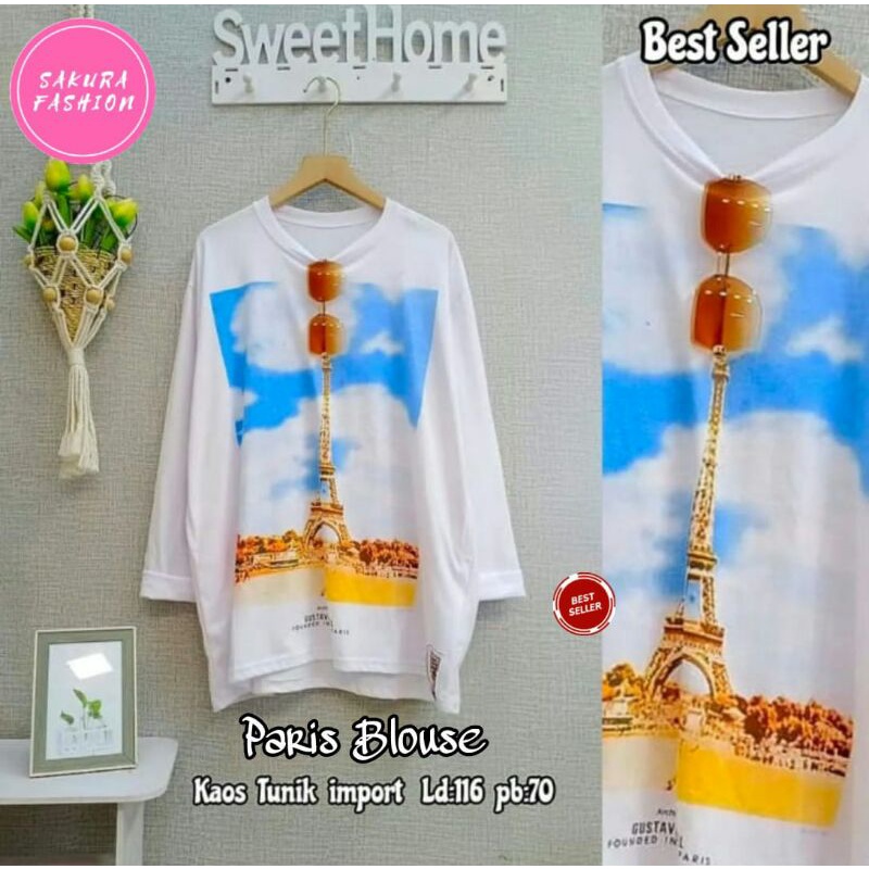 PARIS BLOUSE BY SAKURA||KAOS TUNIK IMPORT LD 116 Pb 70