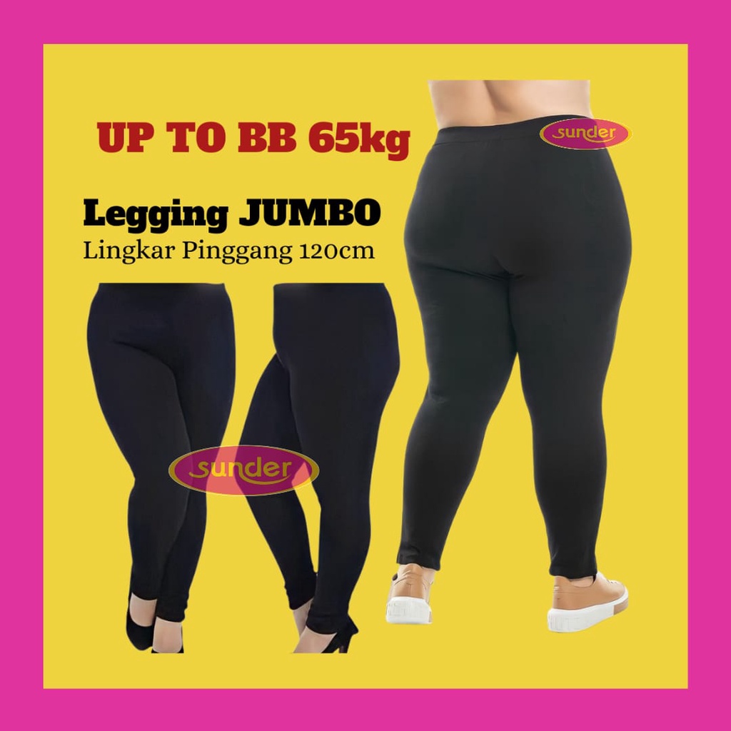 Jual Celana Legging Wanita Jumbo Panjang Hitam Polos Dewasa Remaja