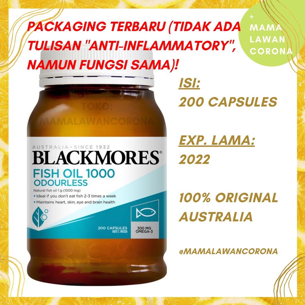BLACKMORES Australia ODOURLESS Fish Oil 1000mg ( 200 Caps) Omega 3 1000
