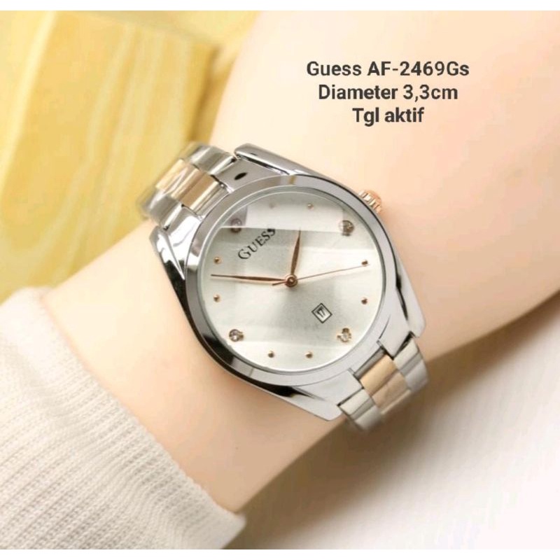 Trendingggg Jam Tangan Guess Wanita Tgl Aktif Rantai Stainliss