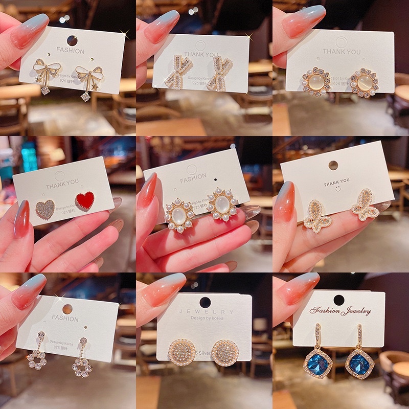 Anting full Berlian Untuk Wanita / Anting Korea Import Wanita / Anting Fashion Wanita Korea Import/Anting Wanita Lapis Emas Aksesoris/ Anting Fashion