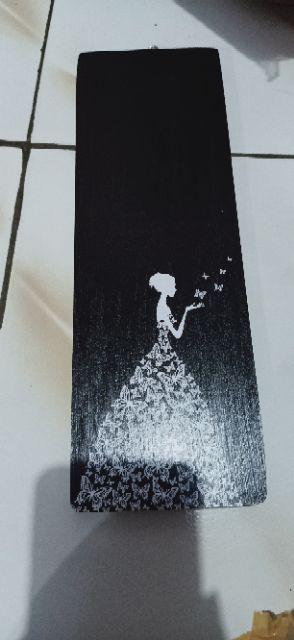Dekorasi Dinding Scandinavian/poster Kayu / Ukuran 10x30cm / Black Butterfly
