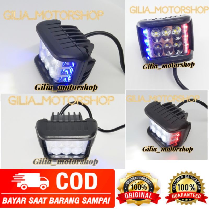 Lampu tembak sorot cree/cwl 6 led mini strobo 3x3 led kiri kanan universal