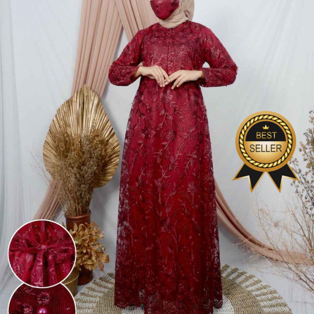 [BRUKAT PREMIUM ADA JUMBO] MAXI DRESS KONDANGAN DRESS BROKAT GAMIS KONDANGAN GAMIS BRUKAT