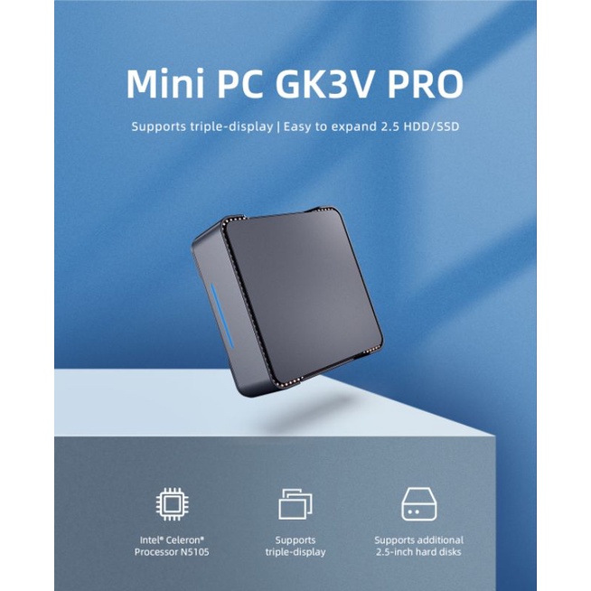 Mini PC GK3 Pro  N5105 8/256GB SSD Quadcore Intel Jasperlake WiFi HDMI VGA Windows 11 Pro