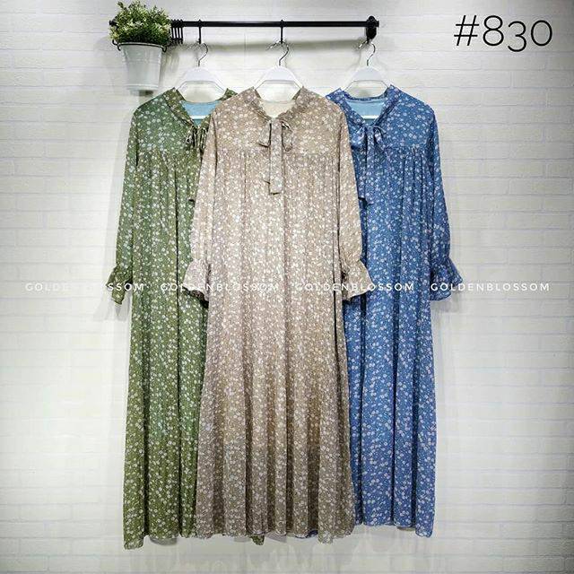 NENINA Gamis plisket premium sifon import motif bunga
Kode: #830