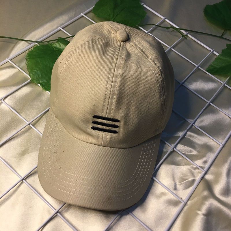 (BISA COD) Topi Base Ball / Topi Bordir / Topi Pria Wanita / Topi Keren Topi Murah / Topi Ring Besi / Topi Hits OOTD-Garis 3 cream