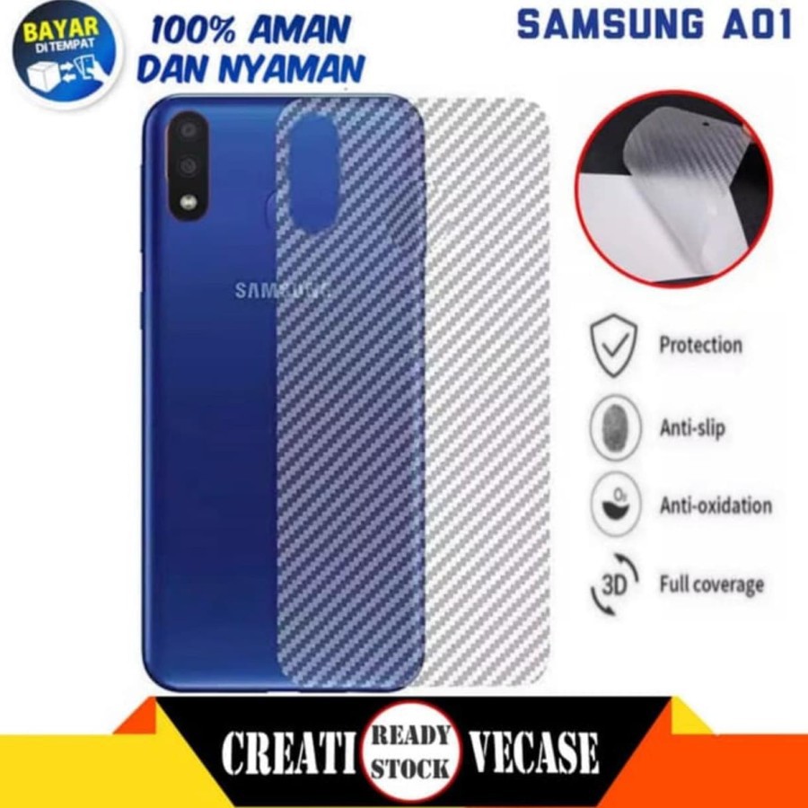 Back skin karbon atau gaskin carbon 3d samsung a01, anti gores anti jamur anti licin